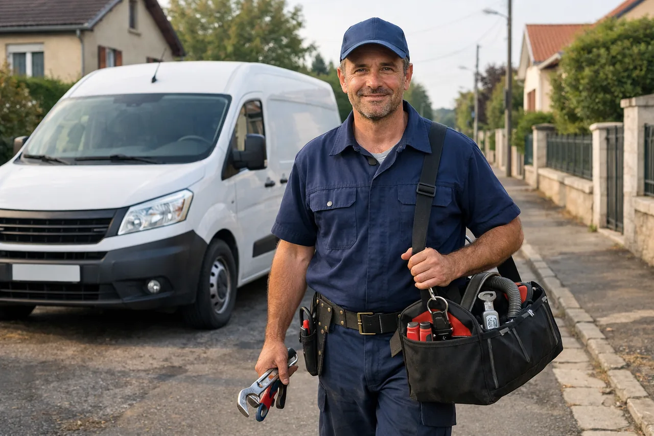 Intervention plombier à Beauchamp : artisan au travail